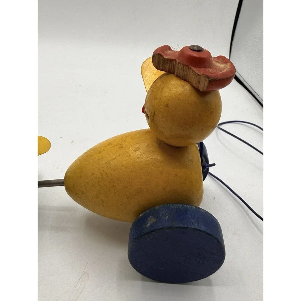 Vintage 1930’s Quacking Duck Fisher Price Wooden Duck Kids Pull Toy PAT 2424607